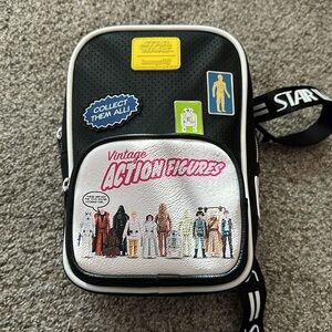 Disney Parks Loungefly Star Wars Vintage Action Figures Crossbody Mini Backpack